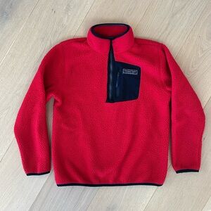 Vineyard Vines Red Fleece Pullover with Navy Accents Size Medium